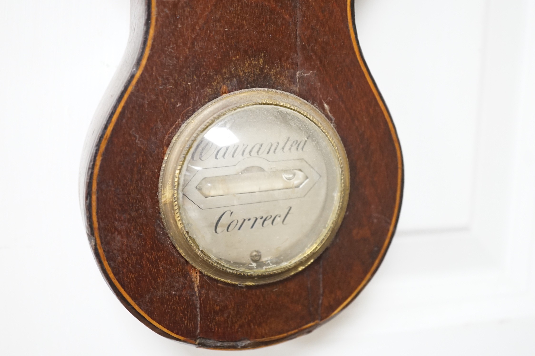 A 19th century mahogany banjo barometer, 95cms high